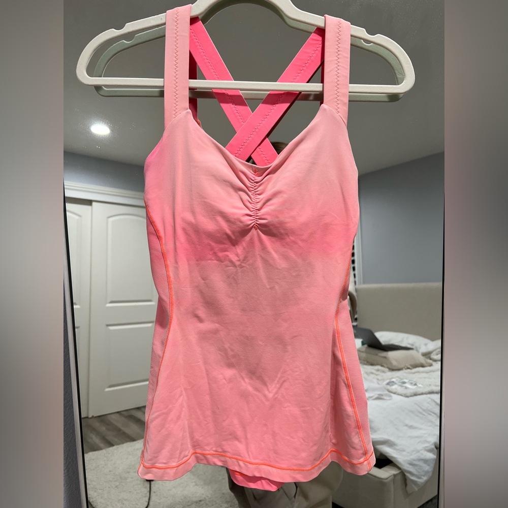 lululemon Coral Bra Ruched Workout Tank Top